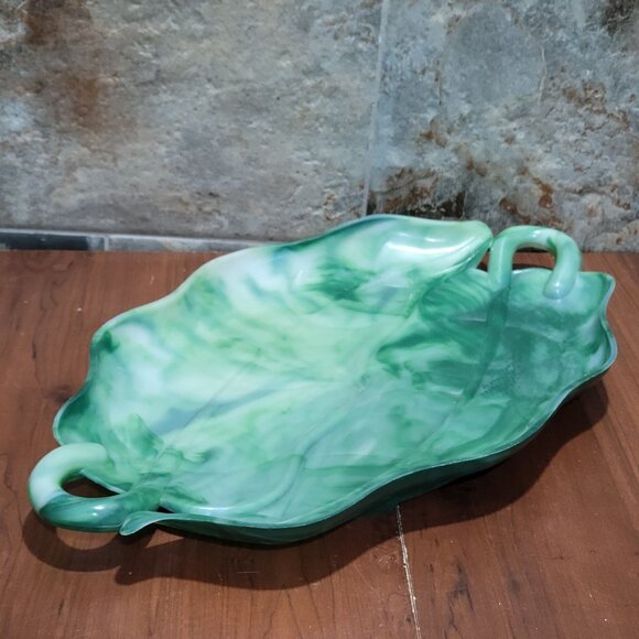 Vintage Serving Tray Platter A Lucky Wish Green Plastic Swirl - Picture 11 of 13